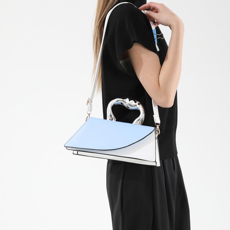 Spring Casual Simple Messenger Personality Fashion Texture Color Matching New Contrasting Color Portable Small Square Bag Women