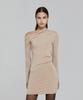 Lady Volume Unbalanced Shirring Mini Dress_Beige