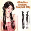 2pcs Sweet Twist Braid Hairpiece Handmade Girls Bow Wig Hairbands  for Women