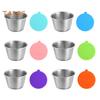 1/6Pcs Dipping Cup Stainless Steel Sauce Cup with Leakproof Lid 70ml Reusable Condiment Container for Lunch Boxes Picnics