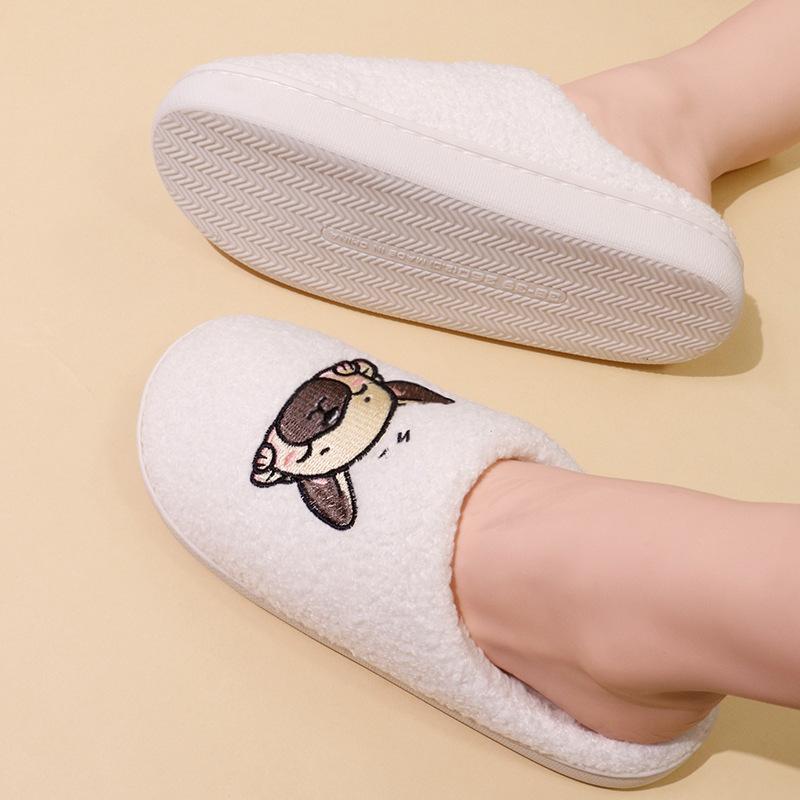 New comfortable home cute cartoon snoring dog winter cotton slippers men and women couple thick-bottomed warm cotton slippers