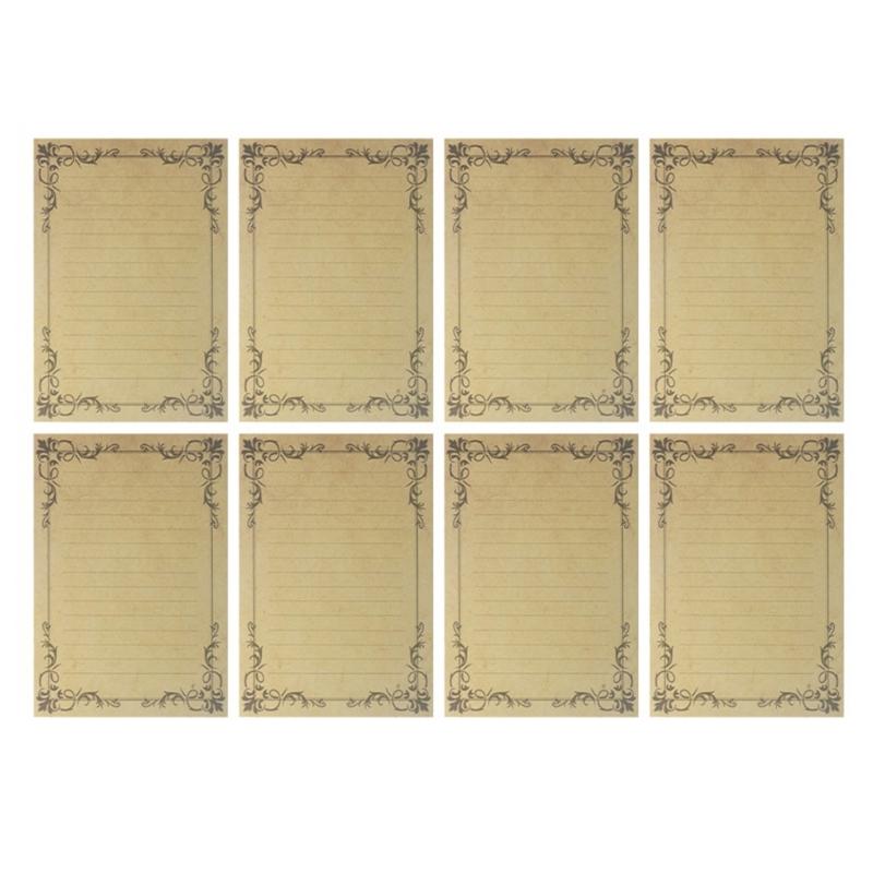 8 Sheets Vintage Kraft Stationary Paper A5 Lined Stationery Writing Letter Paper Set for Personalized Letter Poem