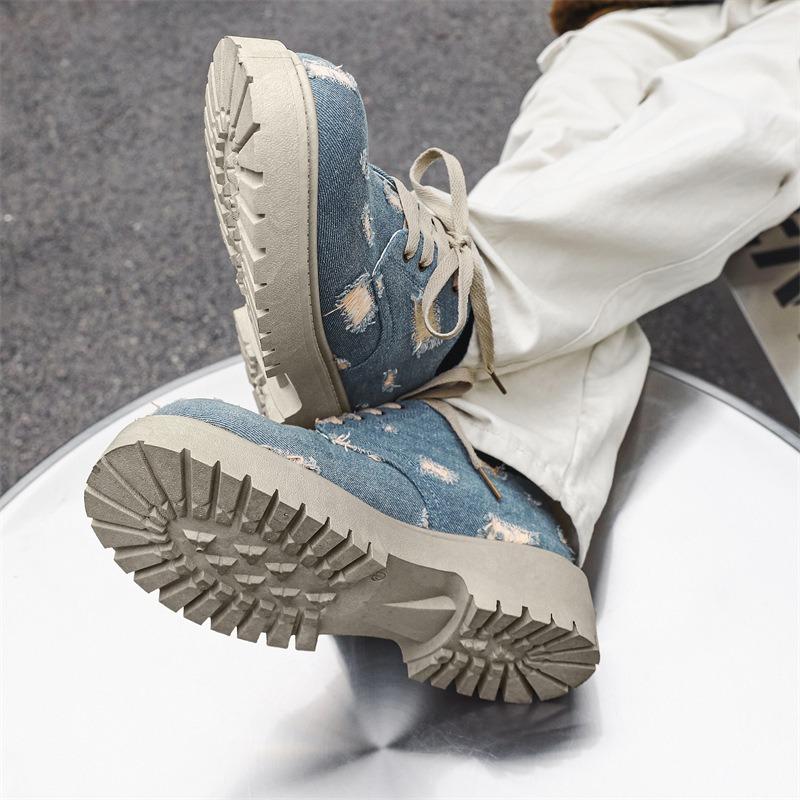 Fashion shoes for men denim big head boot retro high quality low-top thick-soled men shoes outdoor leisure men sneaker zapatillas hombre