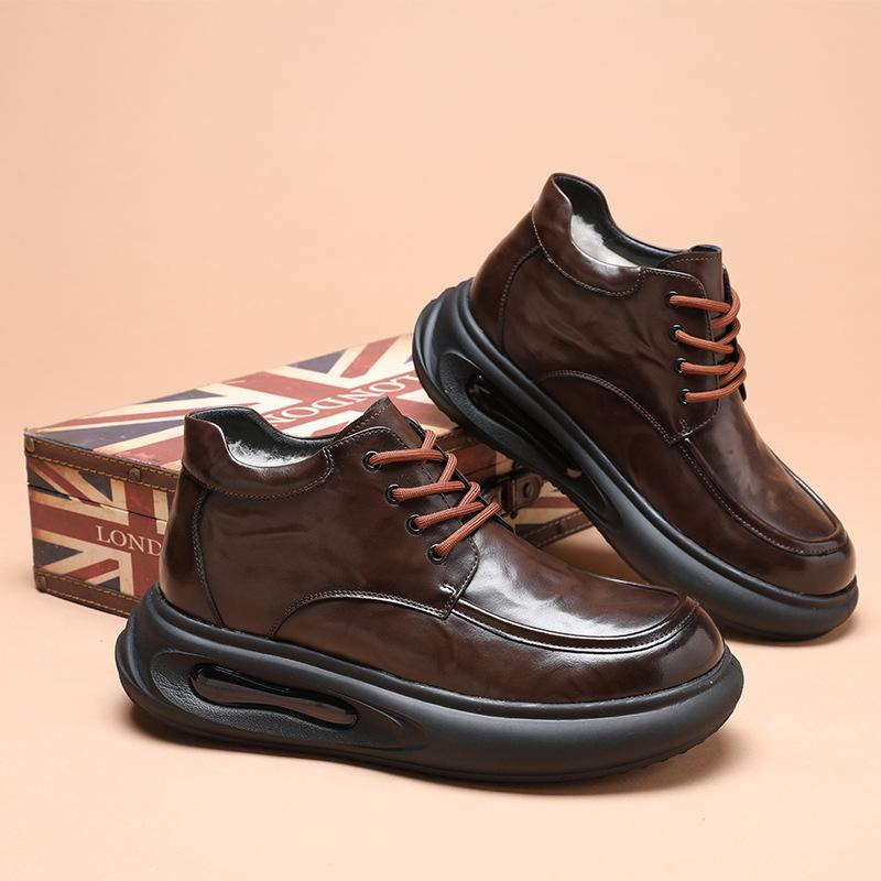 Autumn Leather Business Board Shoes Men's Cowhide Fashion Korean Version Air Cushion Sole Light Casual Leather Shoes Trendy Men's Shoes