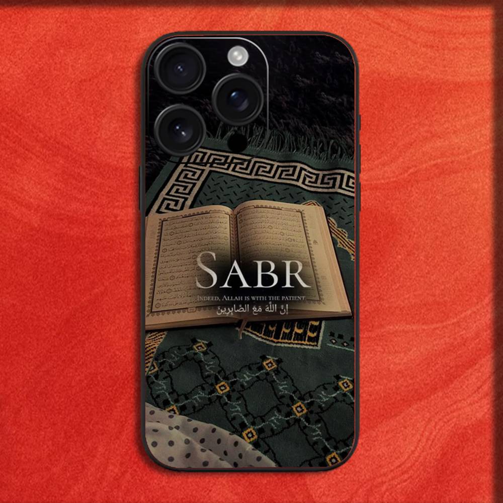Quran Sabr Islam Patience Phone Case For iPhone 16,15,14,13,12,11,Pro,XS,Max,XR,Plus,E,Mini Black Shockproof Cover