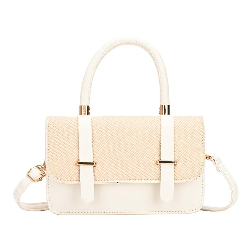 Fashion Commuting Small Square Bag for Women Korean Style Patchwork Buckle Crossbody Bags Textured Versatile One Shoulder Pack
