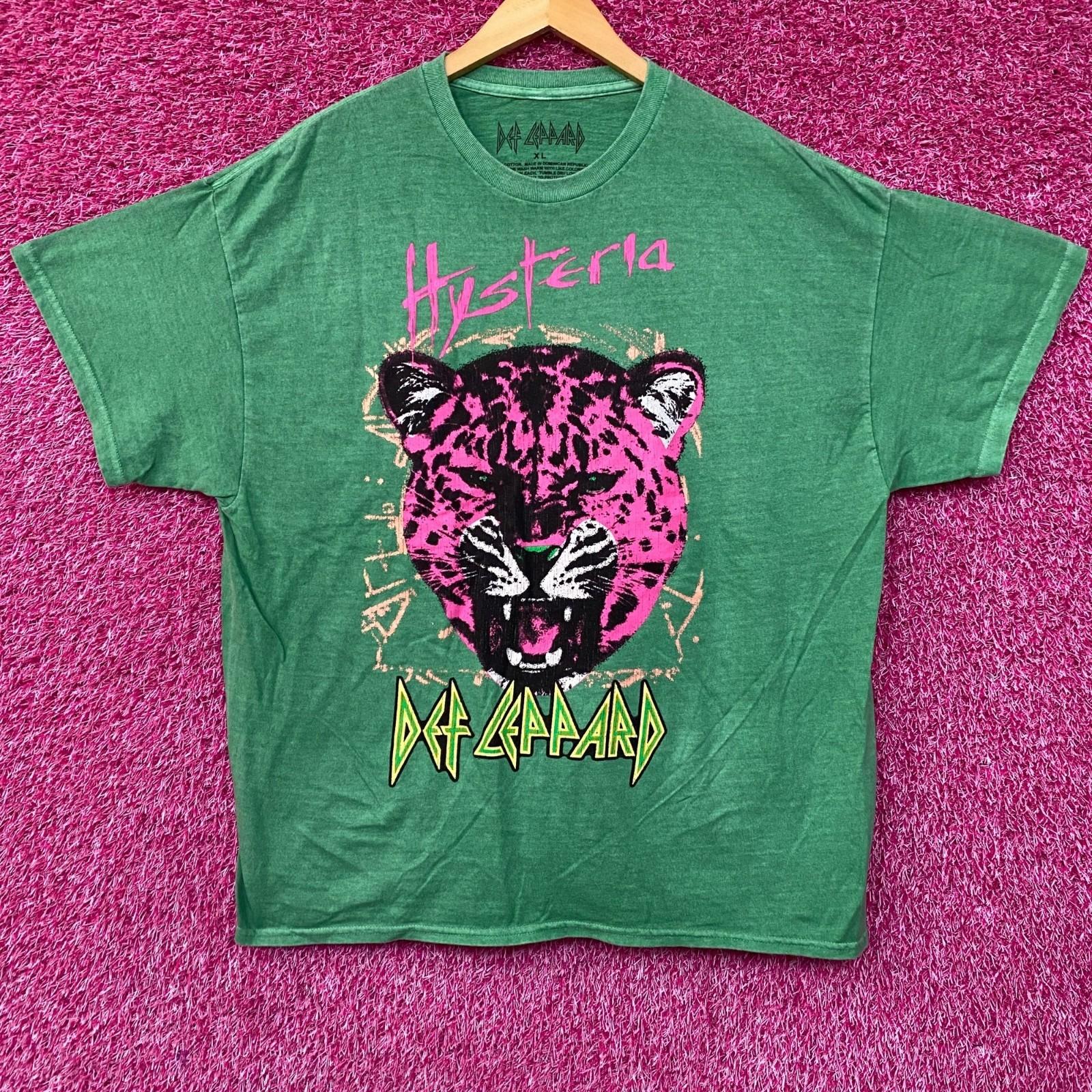 Зеленая футболка с обложкой альбома Def Leppard Hysteria XL