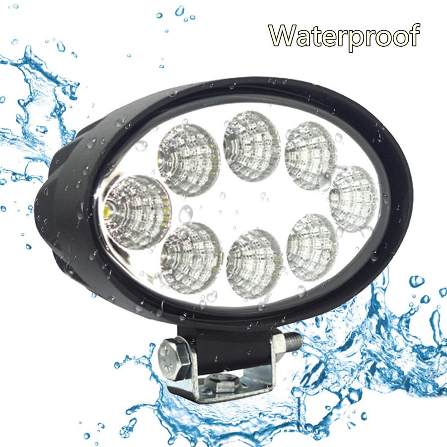 Car SUV Truck 6000K 10-60V LED Oval Driving Light 24W Off-road Flood Work Light