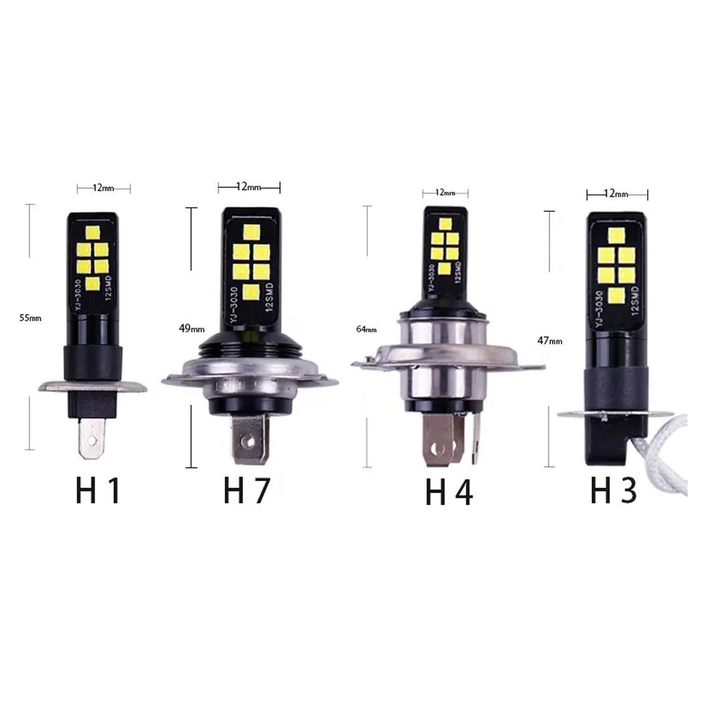 2 uds H4 H7 faro LED H11 H8 H9 H10 H1 H3 bombillas de luz antiniebla para coche 9005 9006 lámparas de conducción automática 12000LM 80W 12V