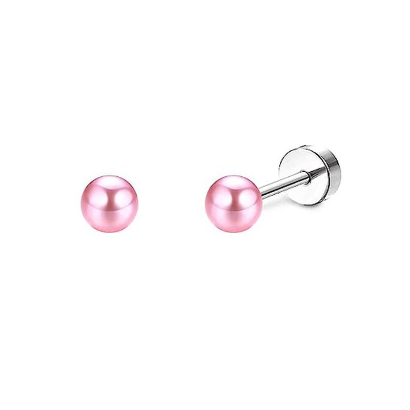 2PCS/Set Stainless Steel Heart Moon Earbone Stud Screw Ball Stud Earrings for Women Fashion Ear Tragus Cartilage Body Piercing