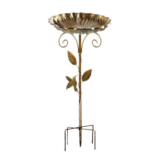 Metal Bird Bath for Outside 31.5  Freestanding Bird Feeder Bowl with Stake Vintage Bee Watering Station for Outdoor Garden Patio Yard Lawn Decor A
