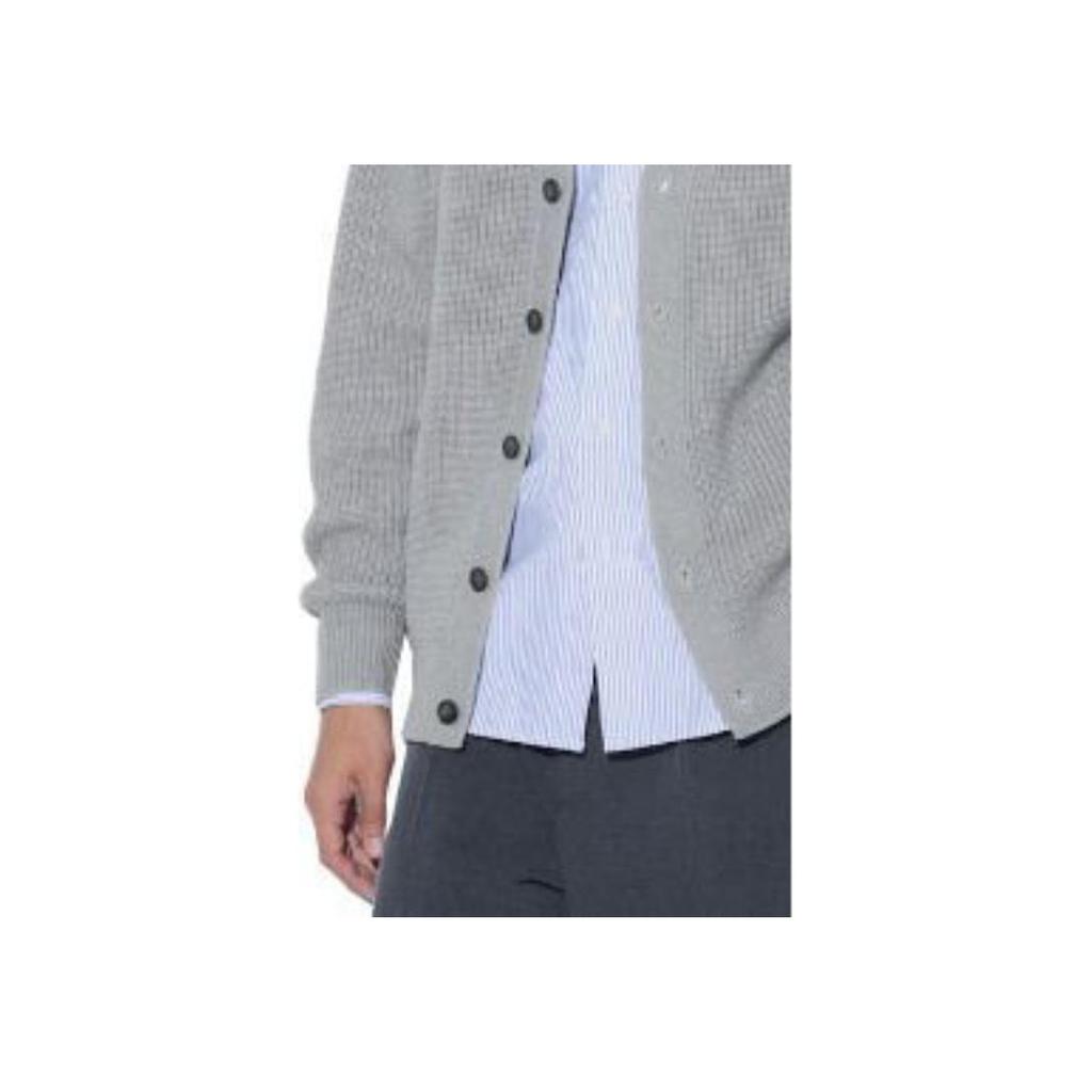 UNIQLO Solid Color Single-Breasted V-Neck Loose Long Sleeve Knit Sweater Men sweater Gray 466718-03