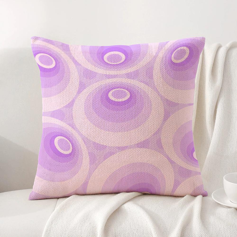 Purple Geometric Pattern Cushion Cover Natural Linen Organic Fabric Double-Sided Printing Sofa Home Decor Gift Pillow Cover
