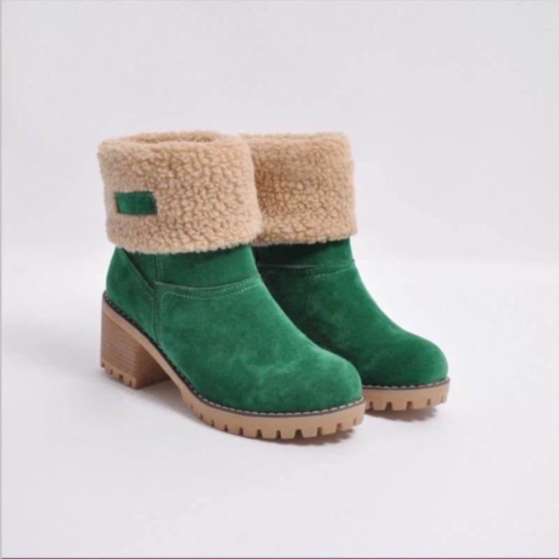 Winter-Schneestiefel für Damen in Übergröße - Klobiger Absatz, Dicke Sohle, Lammwollfutter, Auf Lager