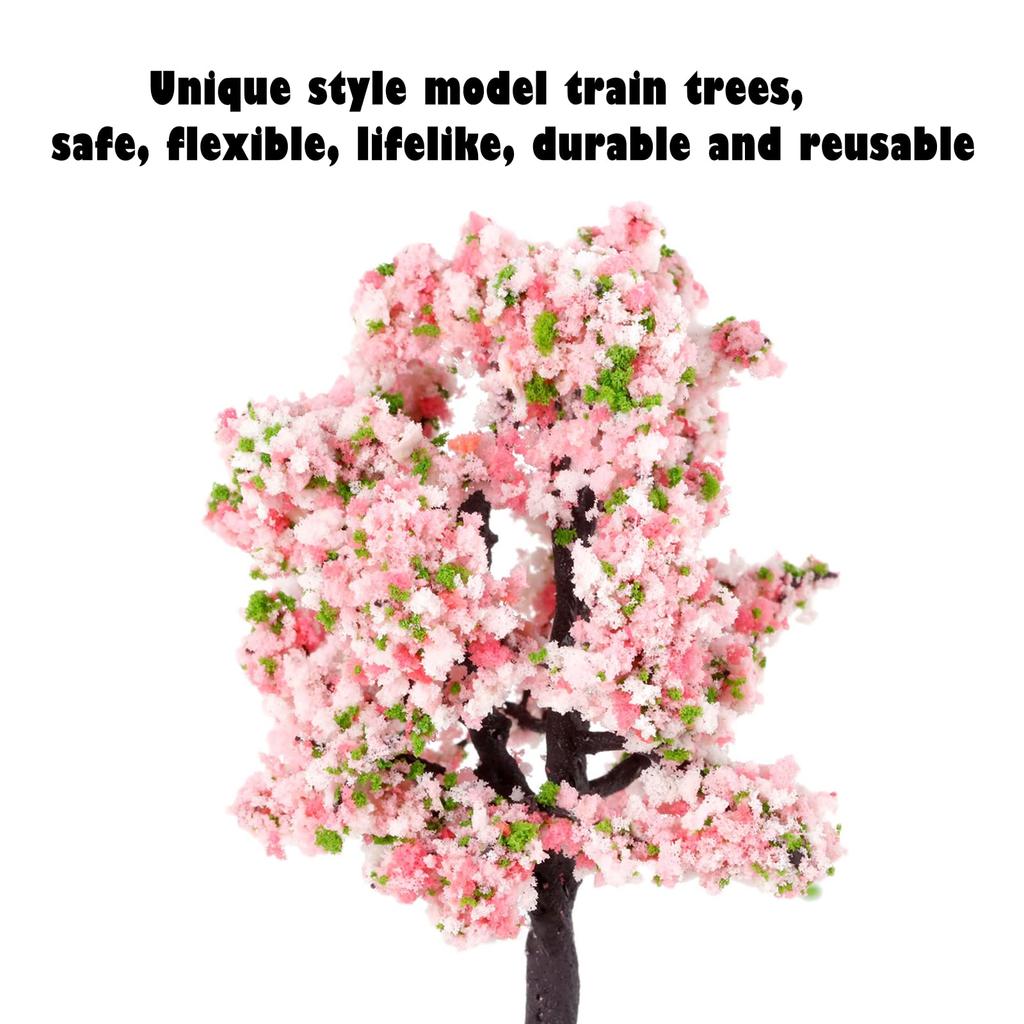10pcs Diorama Trees Trees Pink Flowers Railway Model Model Trees Potted Landscape Decoration Scenery Collection Architectural Model Miniature Trees