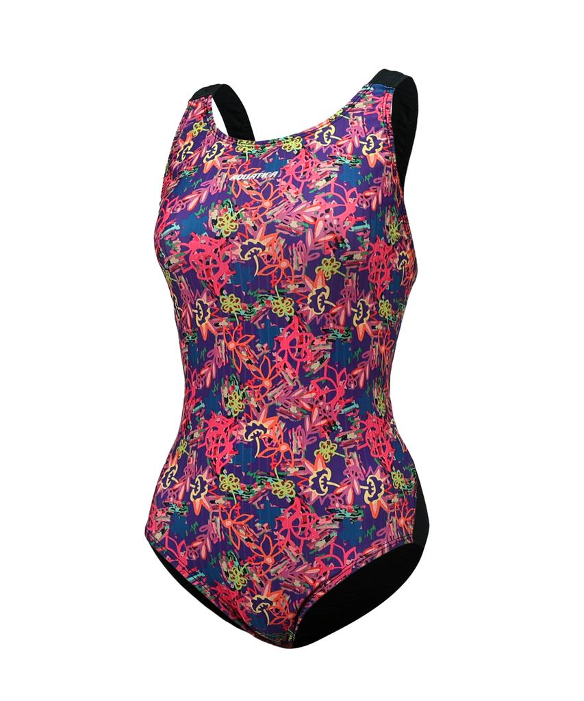 Akuatika Women'S Mid-Cut Indoor Swimsuit Aqa1499 Standard Goggles Pouch Nose Clip 7-Piece Set