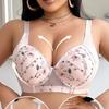 Women Floral Embroidery Wide Strap Full Cup Anti-Sag Plus Size Support Bra