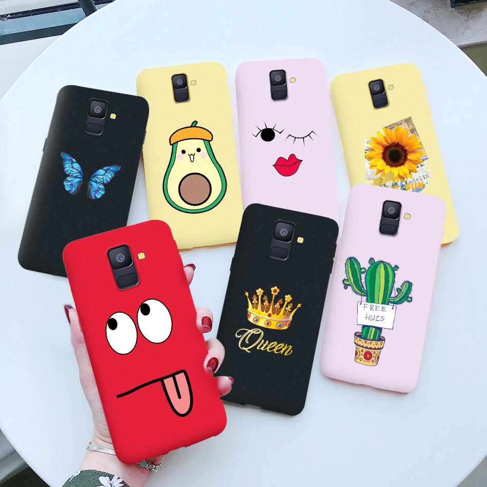 Love Heart Case For Samsung A6 2018 Cover A600F Silicon Tpu Phone Case For Samsung Galaxy A 6 A6 Plus 2018 A605F Case Cat Cactus