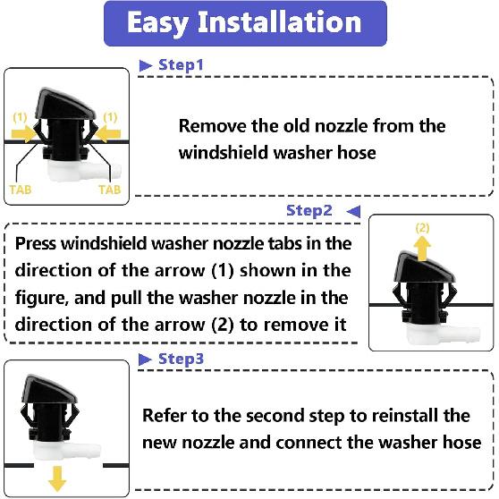 2 PCS 68260443AA Wiper Washer Nozzles Compatible with Jeep Grand Cherokee WK2 WL 2011-, Washer Accessories of Jeep Grand Cherokee Replaces 55372143AB