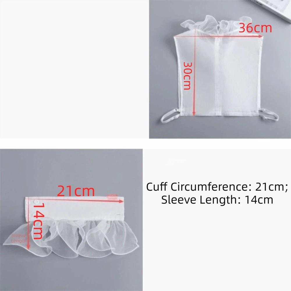 Polyester Trim False Collar Ruffle Design Breathable Detachable Collar Lace Trimmed Matching Arm Cuffs Half Shirts