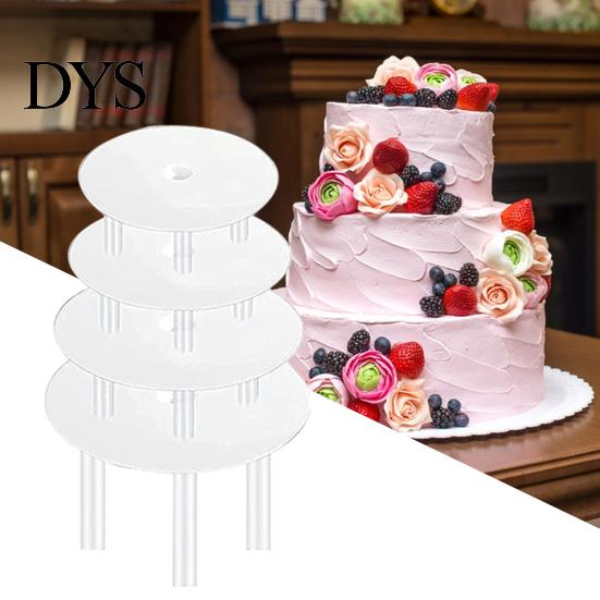 Cake Stand 1 Set Reusable Round Spacers Waterproof BPA Free Stacking Separator Plates 12 Rods 4 for Cakes of 4/6/8/10 Inches