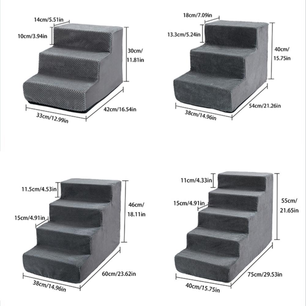 5-Steps Stair Dog/Cat Ramp Ladder Washable Pet Stairs with Removable Cover Memory Foam Sponge Dogs Pet Ramp Stairs Pet Supplies