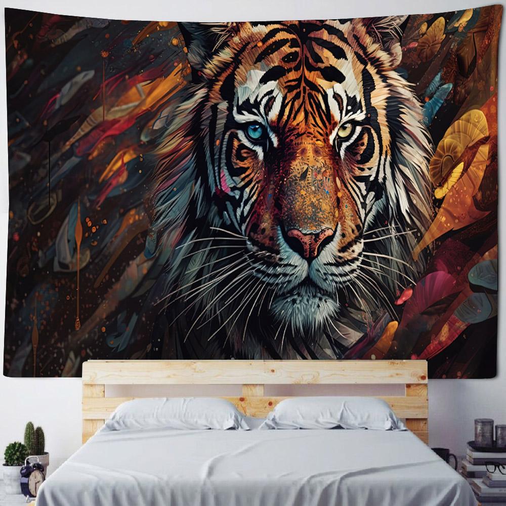 Animal Starry Sky Wall Tapestry Psychedelic Hippie Leopard Tiger Elk Bedroom Decoration Aesthetic Sofa Blanket Beach Towel