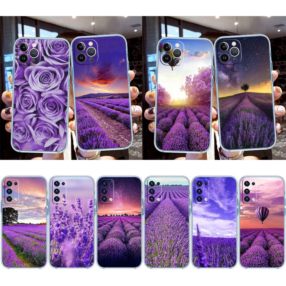 IK42 Lavendel Lila Blume Transparente Handyhülle für Motorola Moto G7 G8 G9 G84 G85 G73 G24 G15 Z2 Play Power Plus