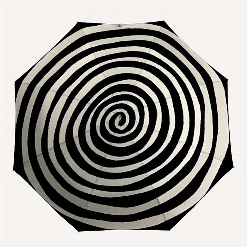 1pc Spiral Pattern Automatic Folding Umbrella, 8-Rib Sturdy Canopy, Portable Travel Umbrella for Outdoor Use
