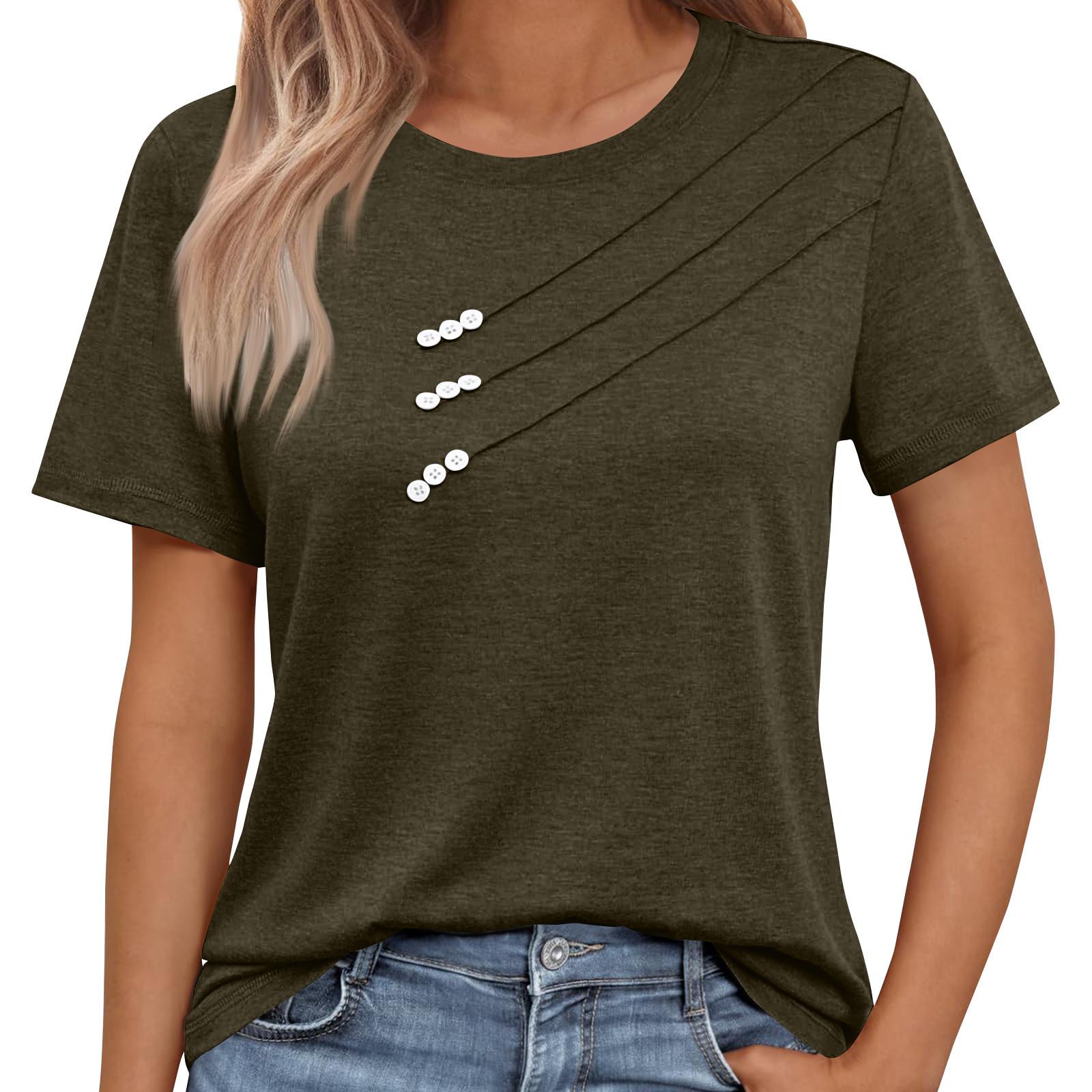 

Женская однотонная повседневная рубашка с короткими рукавами на пуговицах L армия зеленый