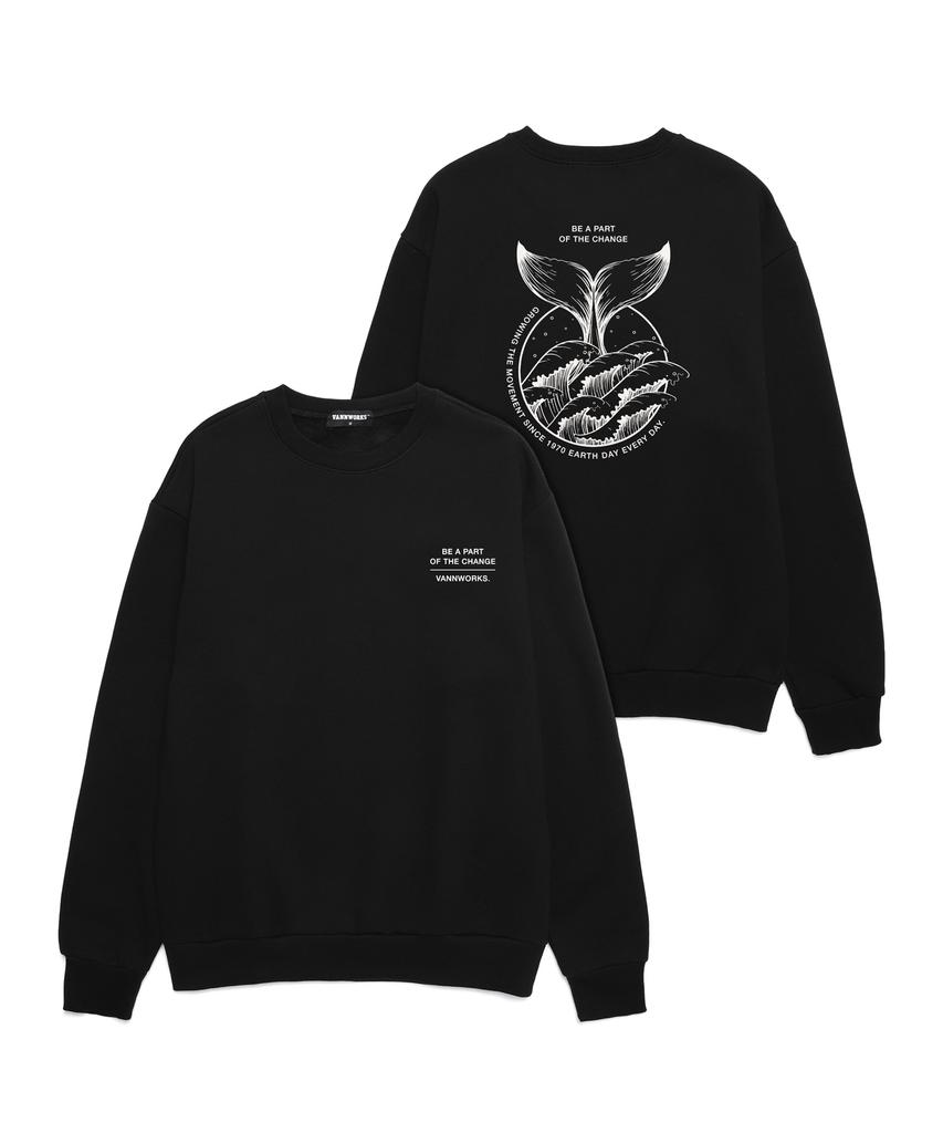 VANNWORKS Earth Day Ever Day Oversized Sweatshirt ((Vls0005) Black (B Type)