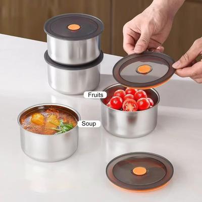 Food Storage Containers with Lids Stainless Steel Crisper Box Stackable Reusable Meal Prep Containers for Snacks Fruits On-the-Go Meals Home Use