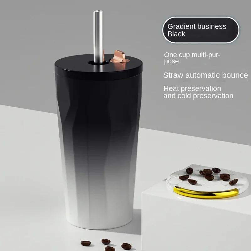 

Новая высококачественная кофейная чашка из нержавеющей стали Ice Bomber, изолированная автомобильная соломенная чашка, вакуумная бутылка для воды большой емкости 700ml чёрный