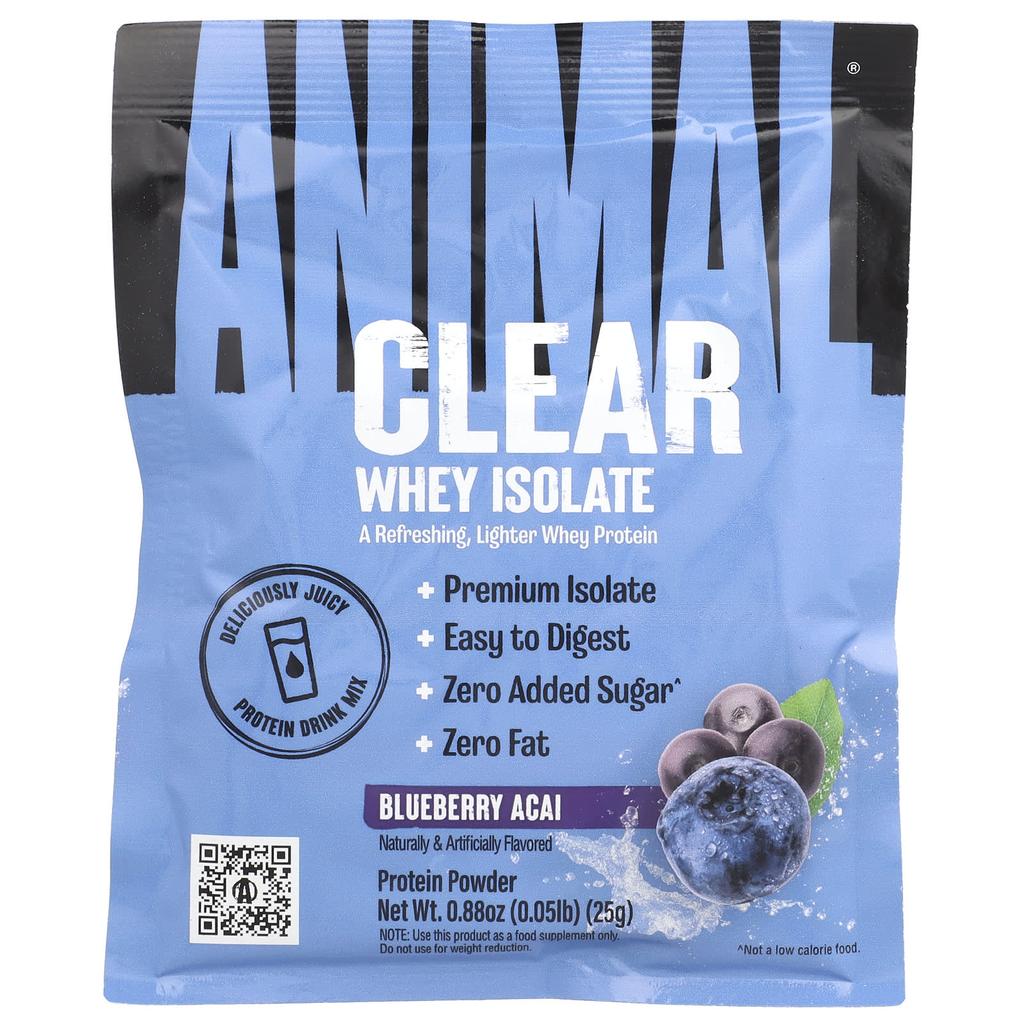 Clear Whey Isolate, Blueberry Acai, Individually Wrapped 9 Packets, 25G (0.05Lb) Each