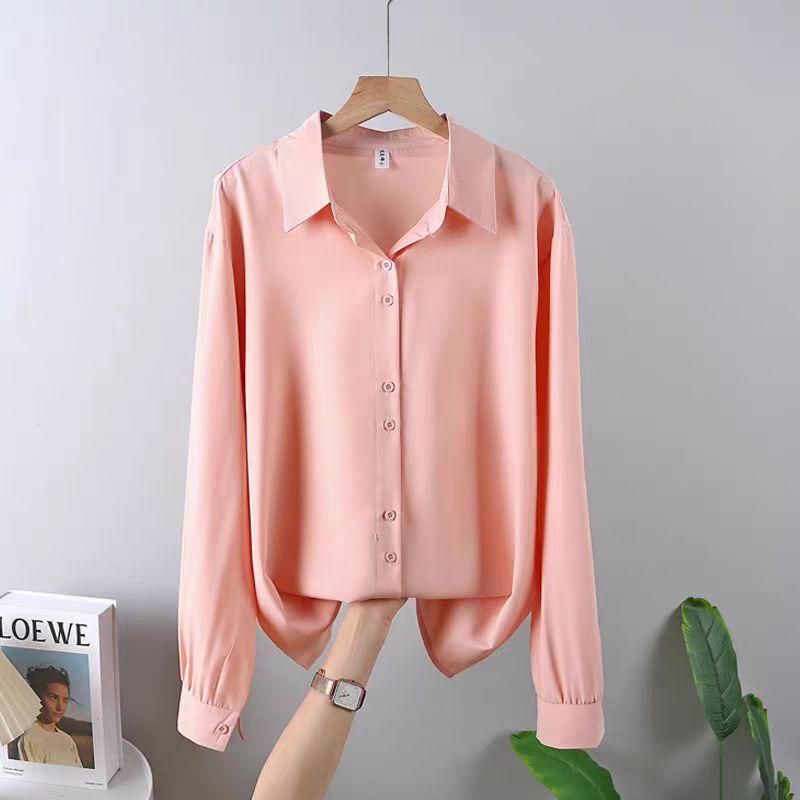 Spring New Casual Chiffon Shirt Women Shirts Fashion Female Long Sleeve Loose Solid Blouse Tops Office Lady Clothes Popular