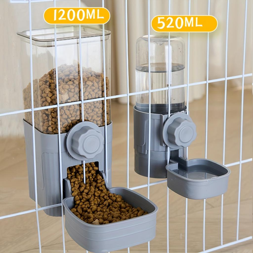 Automatischer Hängender Haustierkatzenfutterautomat und Wasserspender für Käfige, Schwerkraft-Automatisches Fütterungs- und Trinknapf-Set, Geeignet für die Aufzucht von Kaninchen, Katzen, Hunden