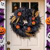 Black Eucalyptus Leaf Pumpkin Wreath Elegant Halloween Wreaths with Pumpkin Feather Eucalyptus for Front Door Home Decor Indoor