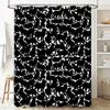 Black White Silhouette Cat Shower Curtain Set for Bathroom Decor Modern Home Accents
