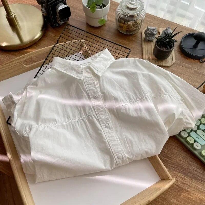 Herbst Mode Taste Hemd Baumwolle Bluse Frauen Tops Einfache Feste Farbe Drehen Unten Kragen Hemd Beiläufige Lose Kleidung Blusas 29618