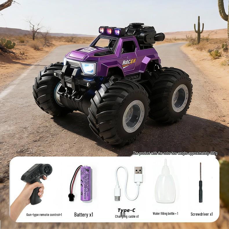 Cross-Country Big Foot RC Off-road Stunt Car with Spray Lights & Gear Shifting - Drop-Resistant Children's Toy