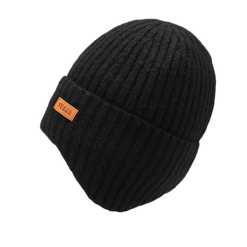 Men's Winter Warm Velvet Thick Hat Cycling Wool Hat Cold-Proof Ear Protection Knitted Hat