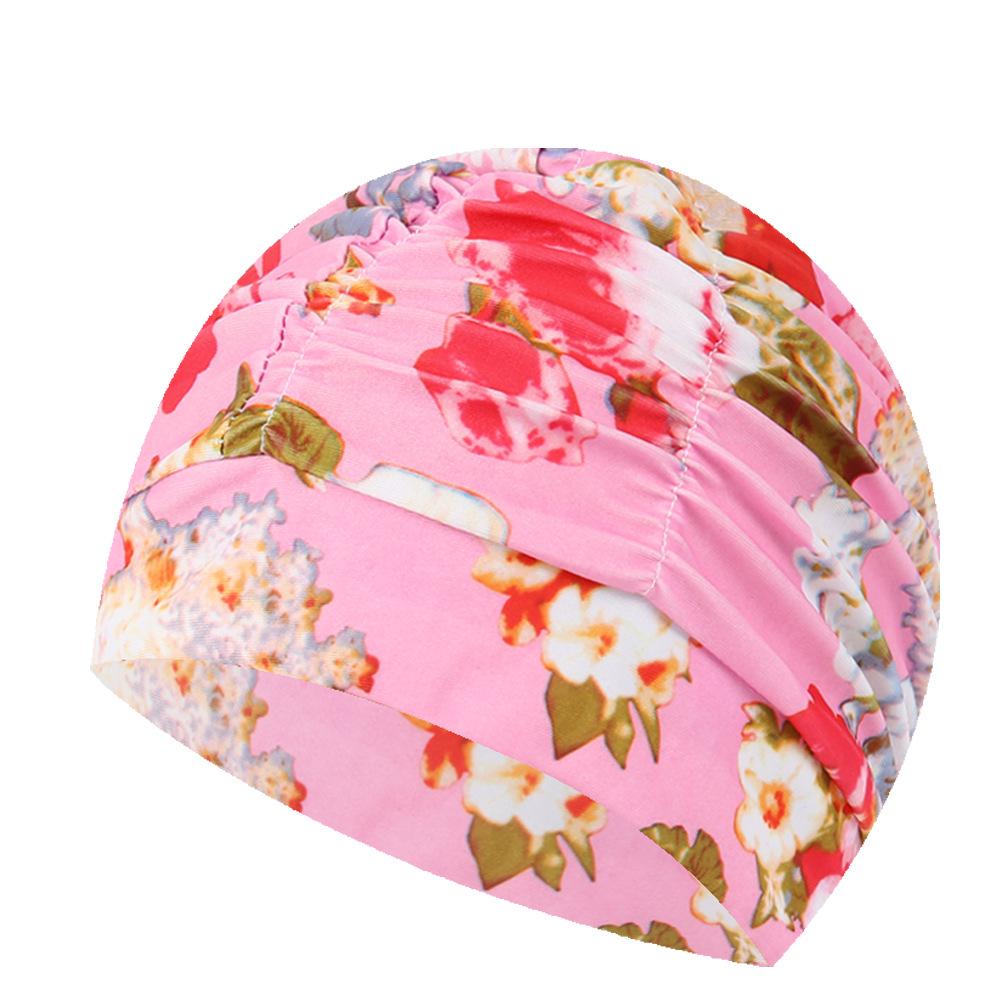Dámská květinová plisovaná plavecká čepice nadměrné velikosti - Nepřiléhavý střih, Jednobarevná, Módní látkový design