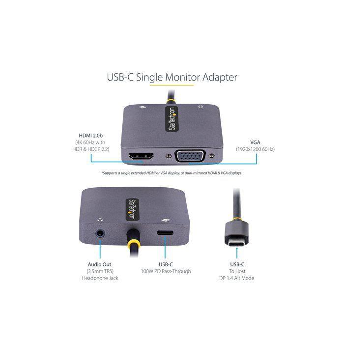 Adaptateur USB C Vers VGA-HDMI Startech 122-USBC-HDMI-4K-VGA