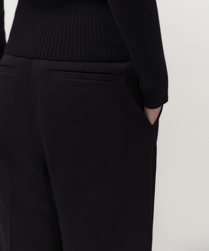 MUSINSA STANDARD WOMAN Women'S Waist Strap Deep Tuck Wide Slacks [Black]