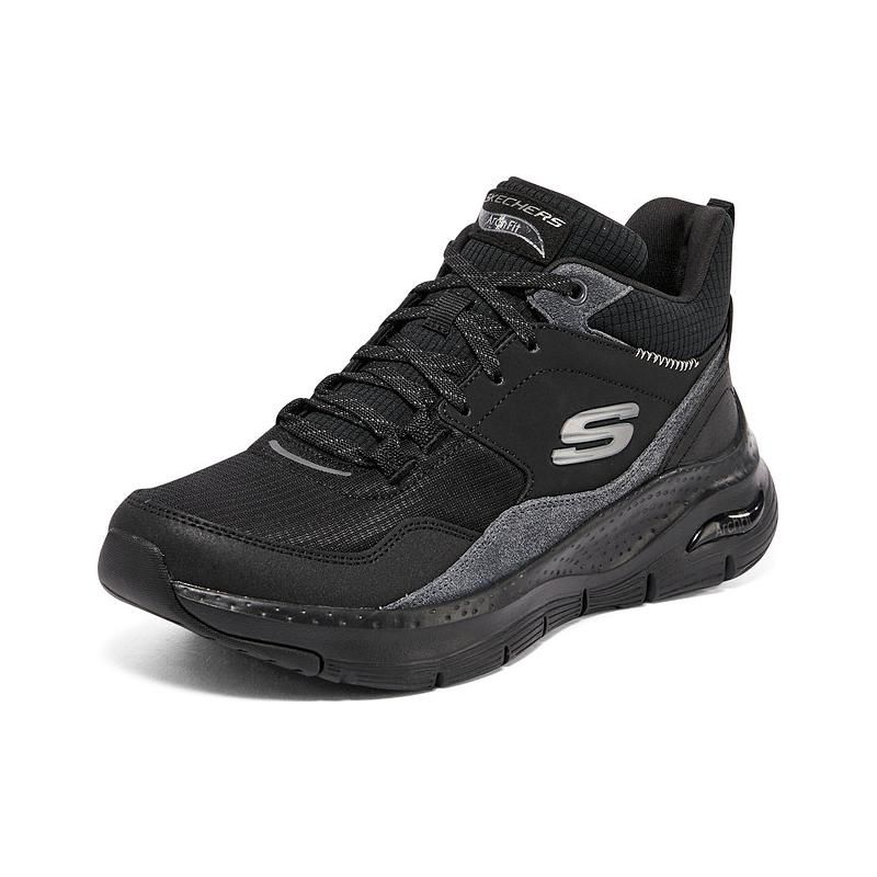 Skechers Arch Fit Tessuto Pelle Sintetica Morbido Comodo Sportive Basse Lifestyle Scarpe Sneakers Donna Nere 149775-BBK