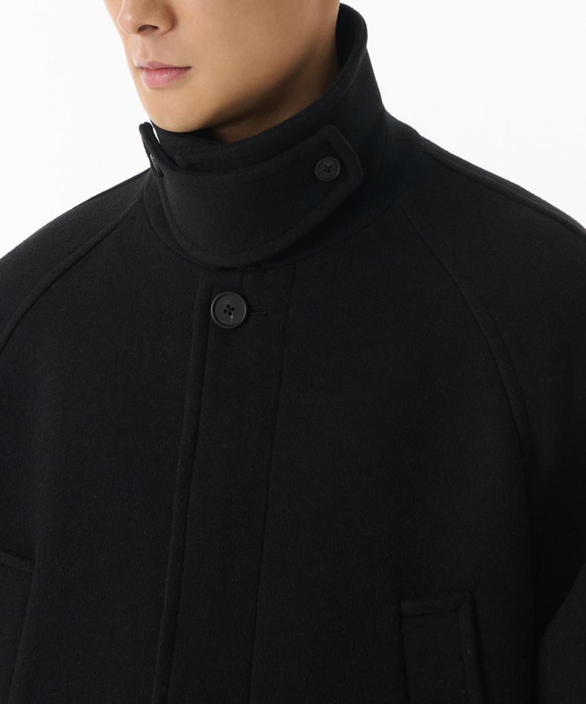 Musinsa Standard Wool Blend Oversized Muff Balmacaan Coat [Black]