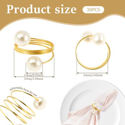 30Pcs Gold Napkin Rings Alloy Table Napkin Holder Buckle Elegant Decorative Dinning Room Serviette Rings for Wedding Birthday