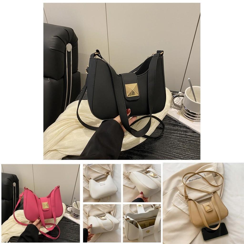 Einfache einfarbige Damen-Umhängetasche mit goldener Schnalle, lässig, für den täglichen Gebrauch und Mode