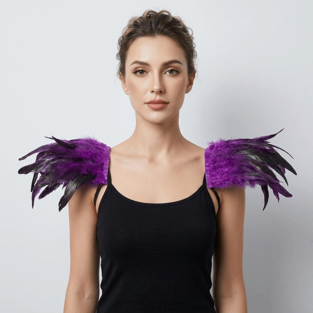 Elastic Ball Shawl Gothic Style Performance Shawl Simple Feather Shoulder Badge Performance