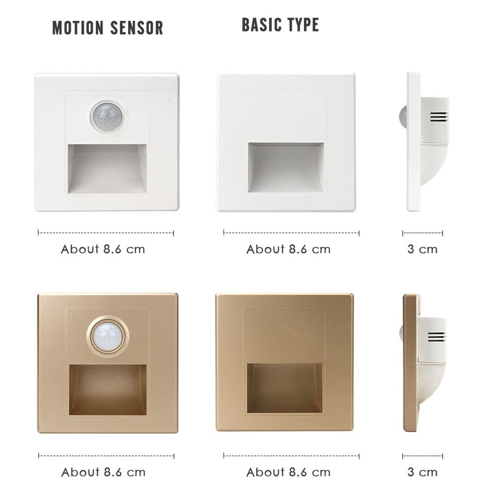 LED Bewegungssensor Nachtlicht PIR Induktion Einbau Wandleuchte Innenbeleuchtung Heimdekor Flur Treppe 220V 110V 3000K